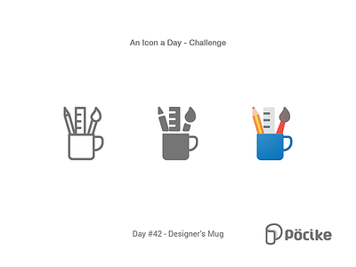 Icon Challenge Day 42 Designer's Mug brush design designers flat glyph icon line material mug paint pencil solid