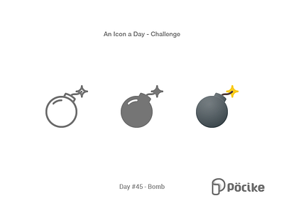 Icon Challenge Day 45 Bomb bomb explosion explosive flat glyph icon line material solid