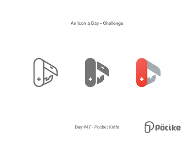 Icon Challenge Day 47 Pocket Knife army camping flat glyph icon knide line material pocket solid swiss