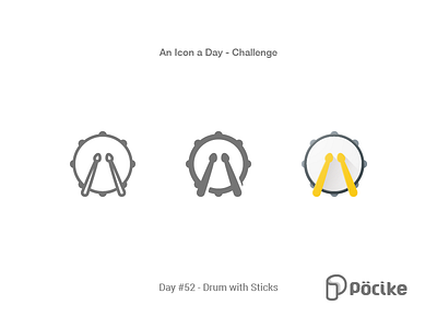 Icon Challenge Day 52 Drum with Sticks drum drum sticks flat glyph icon line material roll solid sticks