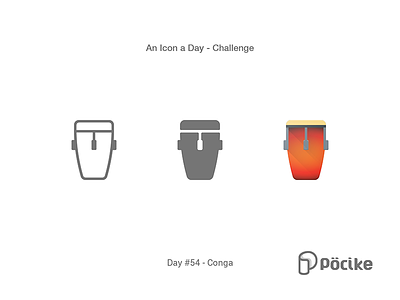 Icon Challenge Day 54 Conga conga drum flat glyph icon intrument line material music reggae solid
