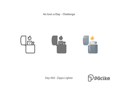 Icon Challenge Day 62 Zippo Lighter aolid flat glyph icon lighter line material zippo