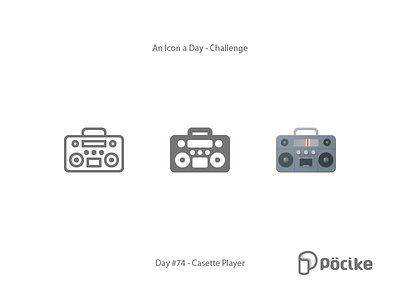 Icon Challenge Day 74 Casette Player Artboard casette flat glyph hip hop icon line material music player retro solid