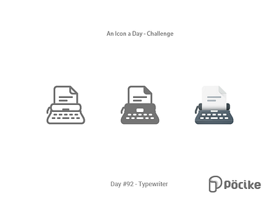 Icon Challenge Day 92 Typewriter flat glyph icon key line material office retro solid type typewriter write