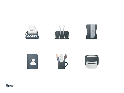 Office Tool Icons contact design flat icon material mug office paper clip stamp stationarry tools typwriter