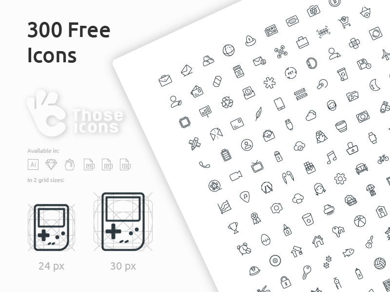 300 Free Icons From Those Icons solid glyph outline line those icon sample free icons
