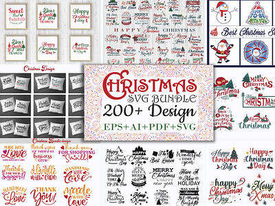 Christmas Bundle Design awesome logo branding christmas design christms cover design design graphic design illustration logo typography design ui vector