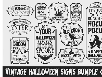Vintage Halloween Sign Bundle Design collection sticker