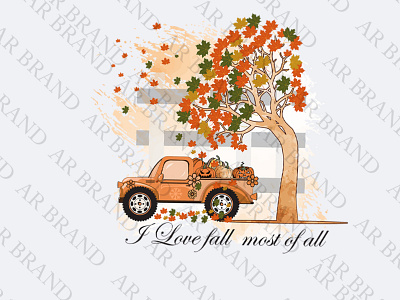 Pumpkin Car Tree Sublimation Vector Design