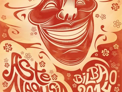 Aste Nagusia Sixties Poster (2014) 60´s aste nagusia bilbao graphic design hippie illustration illustrator red sixties summer typography vector