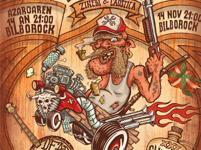 Redneck Zinema Party cartoon comic confederate hillbilly hot rod party poster redneck southern wacom zinema