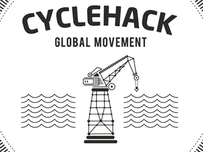 Cyclehack Bilbao bicycle crane cycle illustrator logo