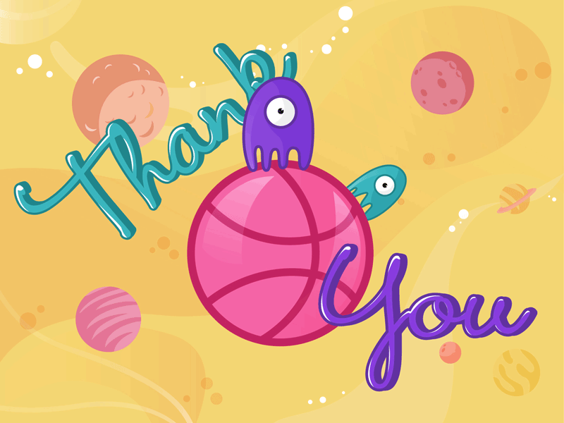 Dribbble World animation debut dribbble first shot illustration invitation new planets thanks