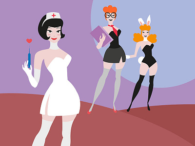 Illustration for a Sexy Halloween bunny costume halloween illustration pin up sexy shop vector woman