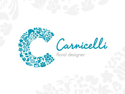 Logo Floral Designer calligraphic design floral green logo logotype monogram