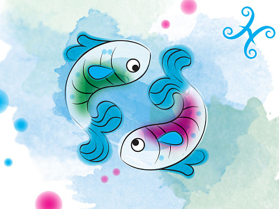 Pisces fish horoscope illustration pisces sea sign symbol tissue water watercolor zodiac