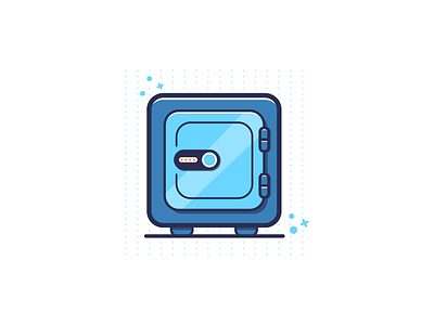 Everything safe and sound! blue icon illustration lock safe savings treasure ui