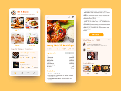 Recipe Application application application design design mobile app mobile design recipe recipe app recipe design ui uiuxdesign ux