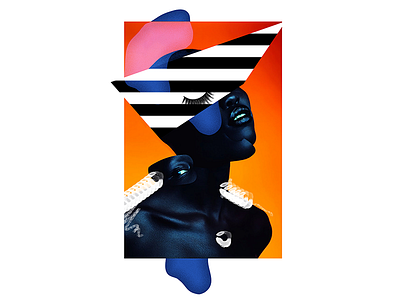 neon like art collage design digital face fashion gaultier geometry portrait