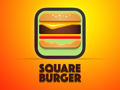 Squareburgersmall burger dailyui delicious flat ios meat orange square