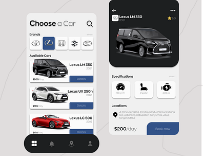 Car Rental App app design illustration ui