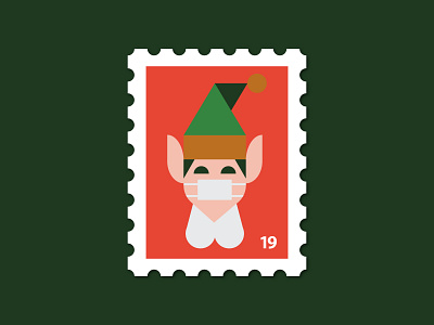 A Public Elf Announcement christmas elf festive geometry graphic design health illustration mask stamp