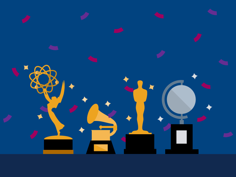 EGOT trophies the tonys the oscars the grammys the emmys award season egot illustration graphic design