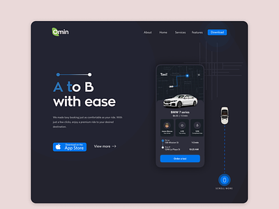 Omin - taxy booking app design taxi ui website