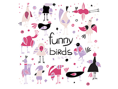 Funy Birds beak bird birds vector canary cartoon exotic flying funny nature singing wing