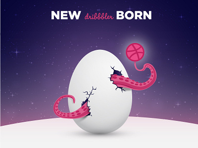 Hello Dribbble! ball. dribbble. first. octopus. planet. shot.