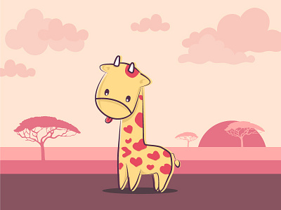 hearts animations with giraffes