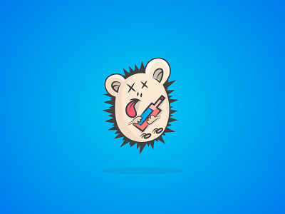 Drunk hedgehog blue bottle drunk hedgehog illustration