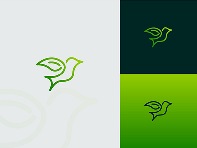 Bird leaf logo bird green leaf line logo logotype