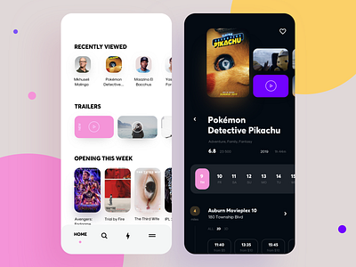 Service app for watching TV episodes and movies app app design category category icons cuberto episode film graphics interface mobile mobile ui movies top trailer tv show uiux watch