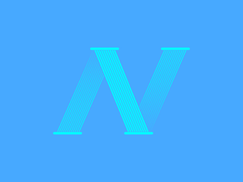 Typehue "N" challenge weekly illustration letter type debut color blue illustrator n typehue