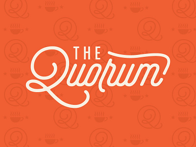 The Quorum Logo cafe coffee design illustration logo orange pattern script type wip