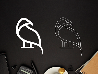 Raven line art logo design
