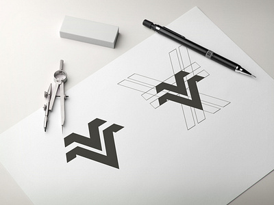 M V monogram logo design