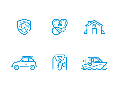 Insurance Icon Set auto boat heart icon illustration insurance ui web