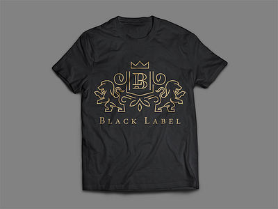 Black Label Crest Tee black crest fancy gold label print screen t shirt tee