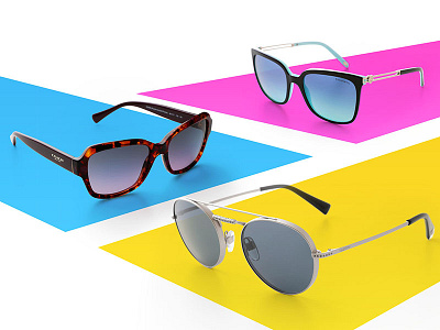 Shades of Summer bright colors geometric layout photoshoot summer sunglasses