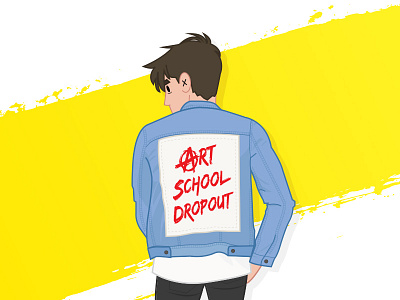 Art School Dropout anarchist art denim dropout hipster hipsticker illustration jean jacket patch punk school