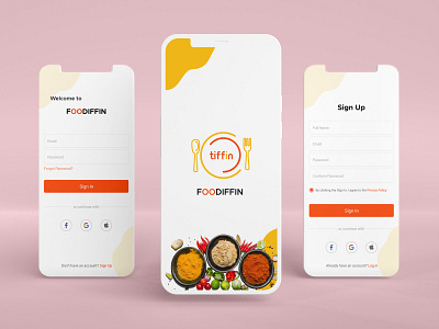 foodiffin app design app design ui ux vector