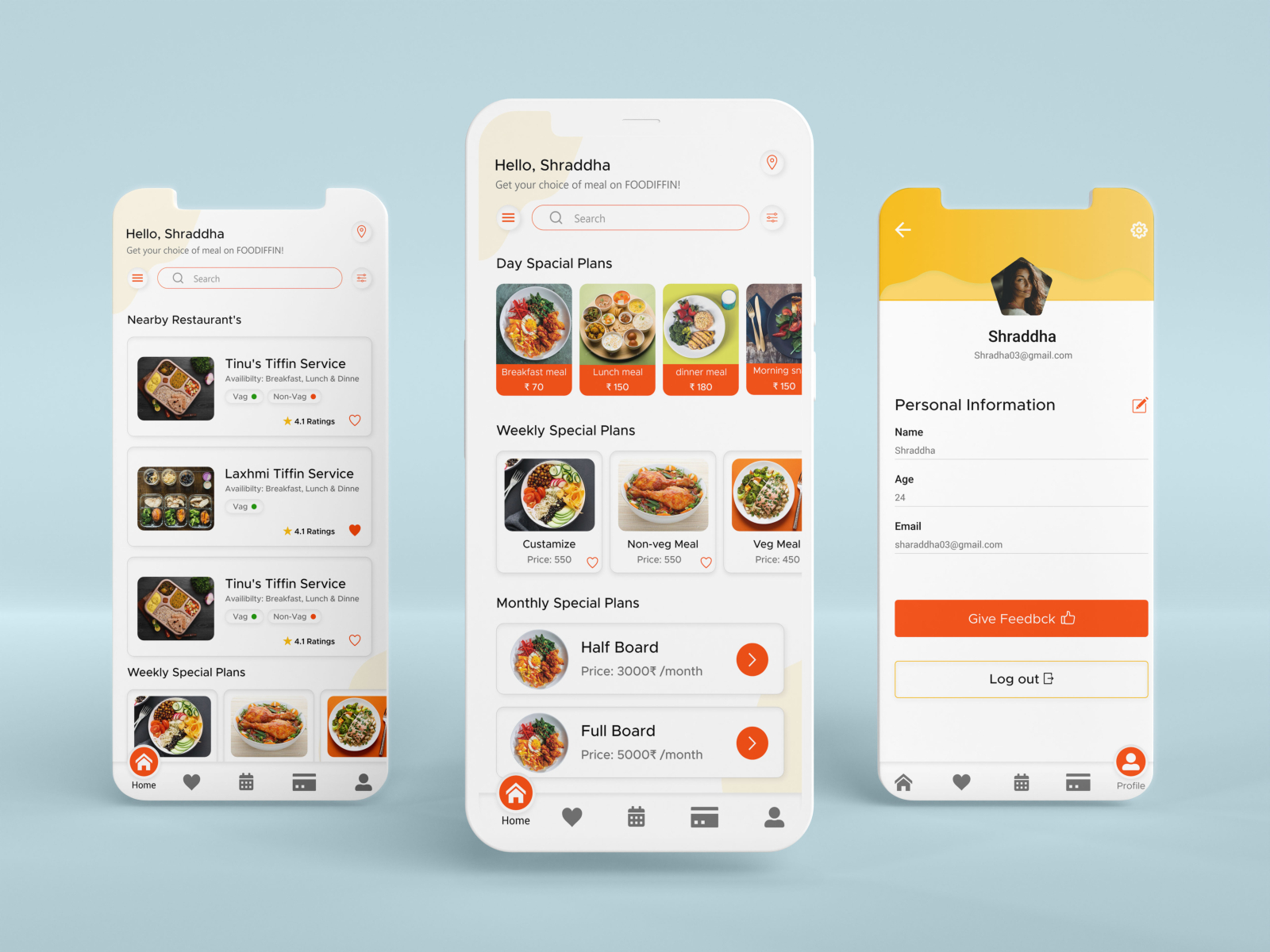 foodiffin app design by Ajay Singh Rajput on Dribbble