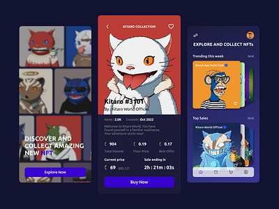NFT Marketplace - Mobile App app design mobile nft ui