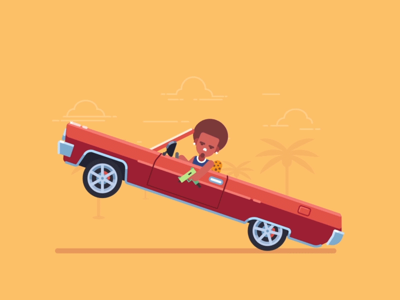 Lowrider aftereffects animation beach car gangster gif jumping lowrider palm