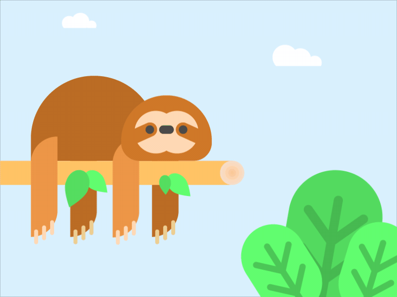 Lazy weekend / Sloth animal animation brench clouds foliage gif laziness lazy nature sloth tree weekend