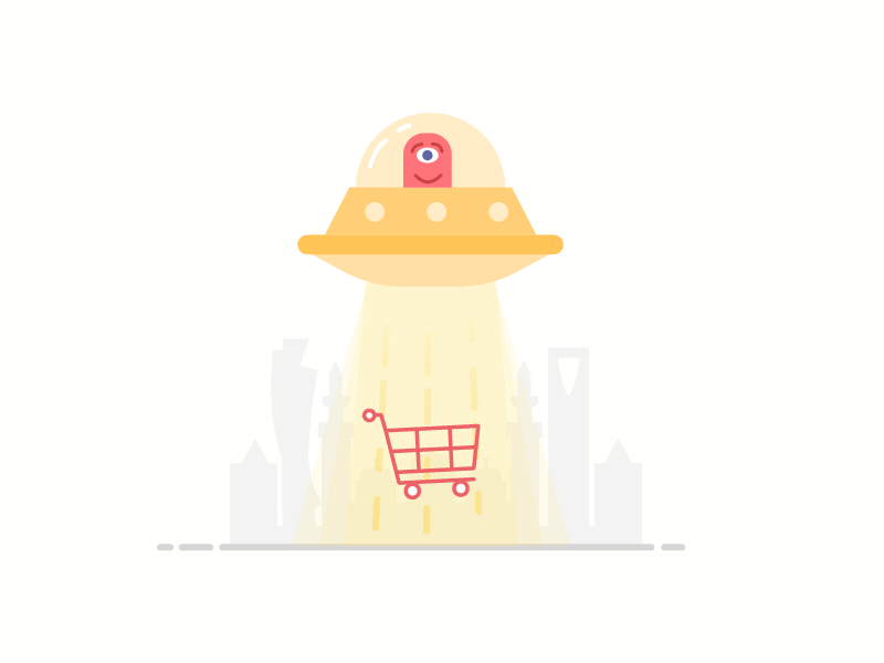 UFO aftereffects alien animation city empty cart flying saucer gif skyline ufo ui