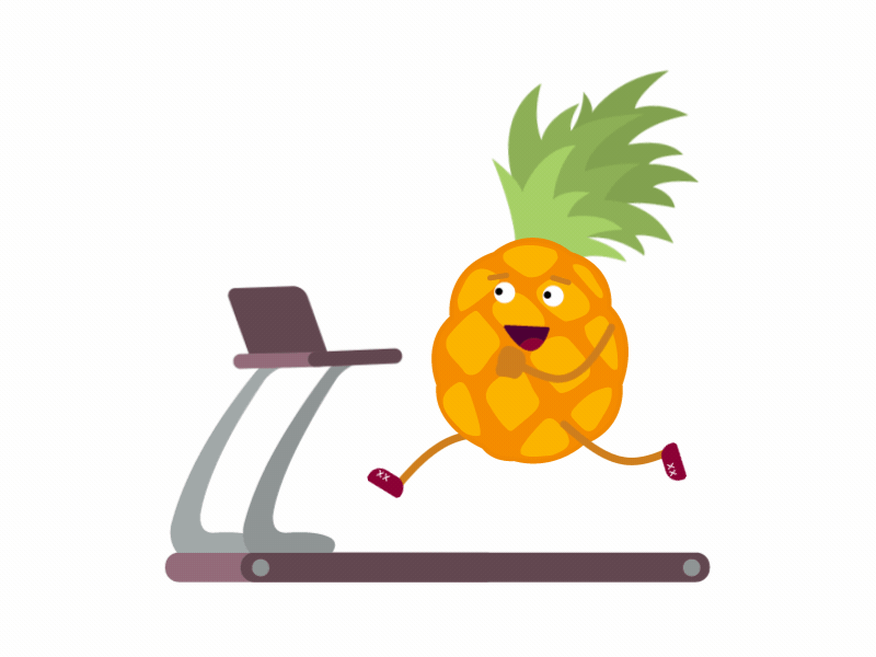 Pineapple runs on the running track 2d animation fun gif gym motion design pineapple run running sport track