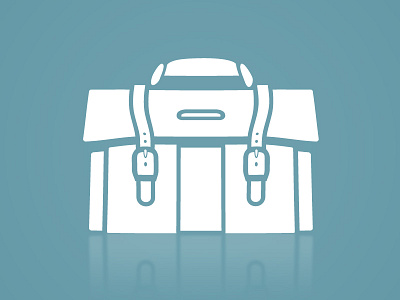 Portfolio blue briefcase buckle handle icon portfolio reflection vector